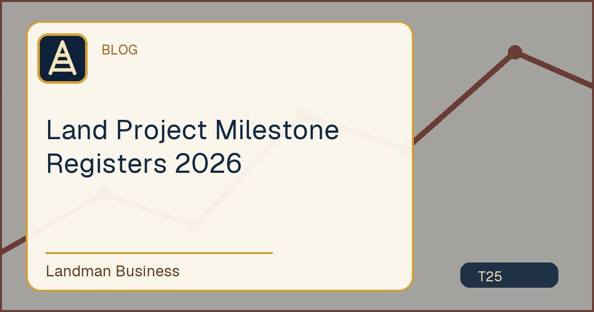 Title card for Land Project Milestone Registers 2026