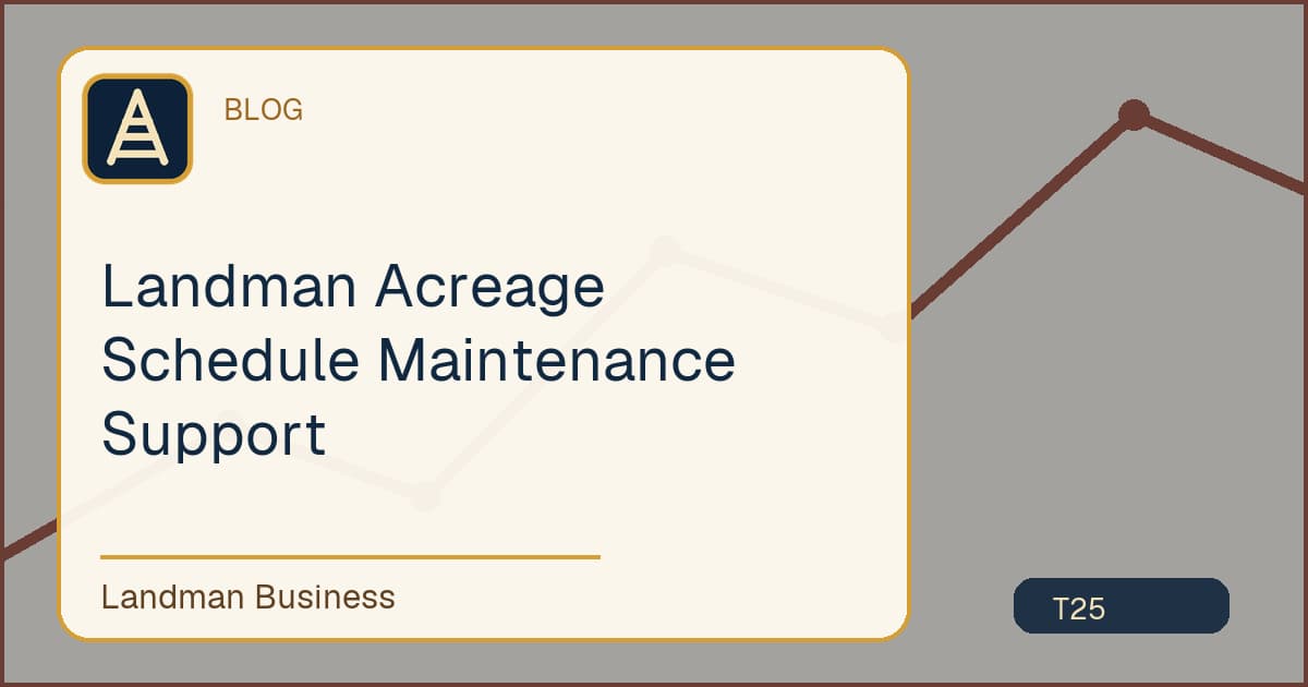 Deterministic Landman Business title card for landman acreage schedule maintenance support