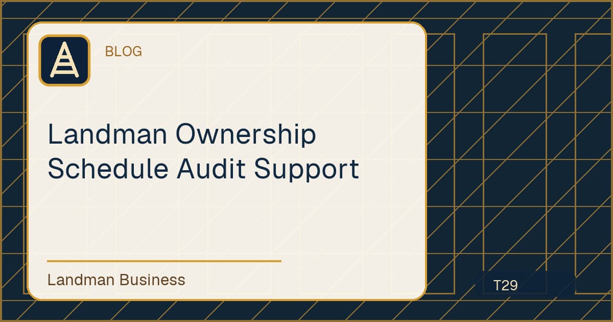 Deterministic Landman Business title card for landman ownership schedule audit support