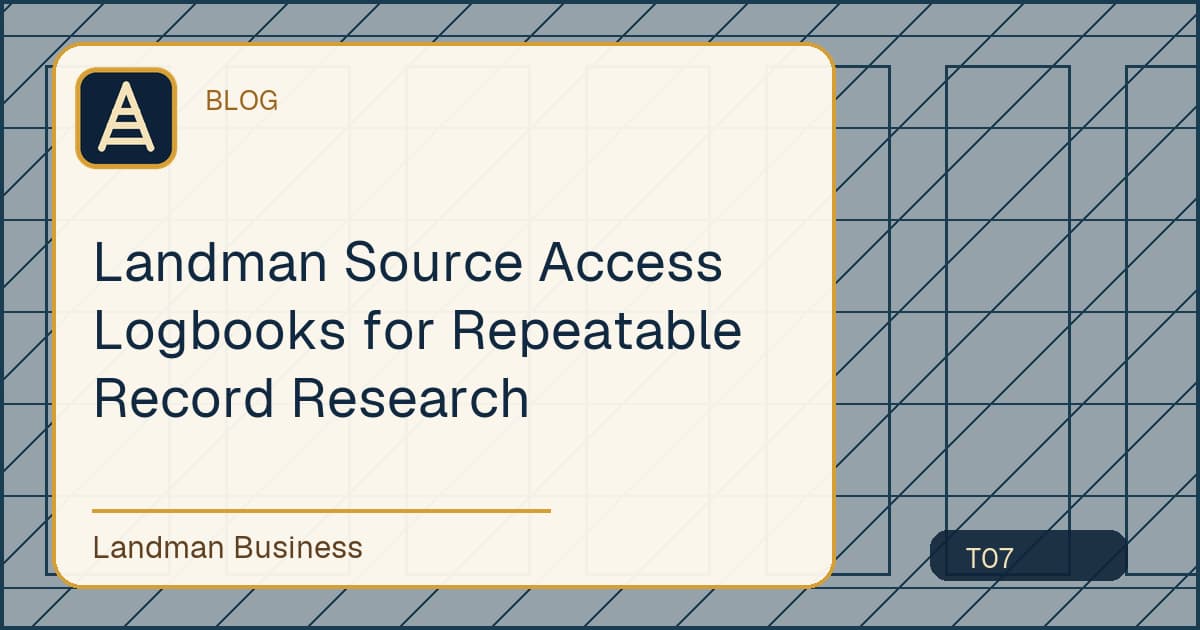Landman Source Access Logbooks for Repeatable Record Research workflow illustration