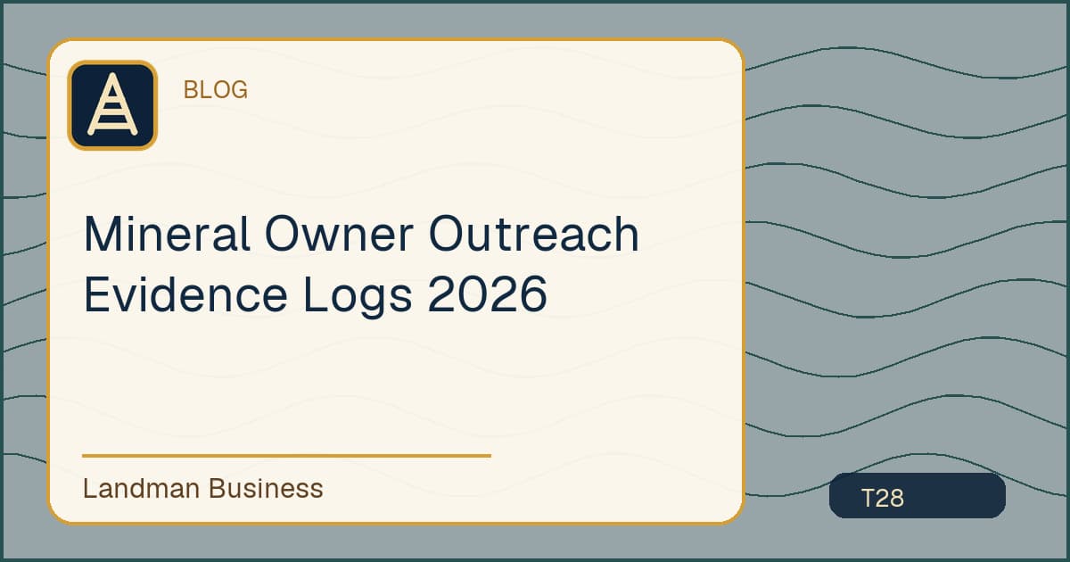 Title card for Mineral Owner Outreach Evidence Logs 2026