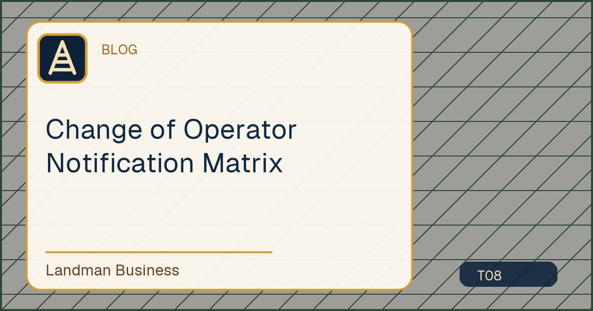 Editorial title card for Change of Operator Notification Matrix