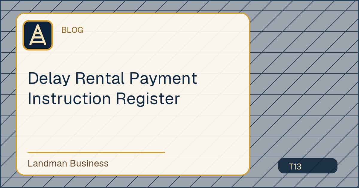 Editorial title card for Delay Rental Payment Instruction Register