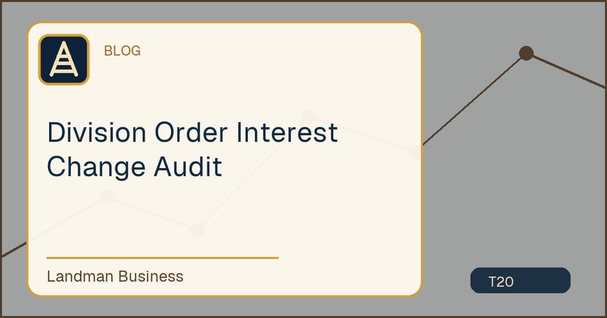 Editorial title card for Division Order Interest Change Audit