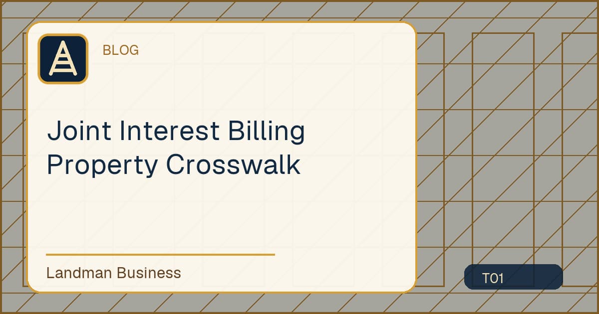 Editorial title card for Joint Interest Billing Property Crosswalk