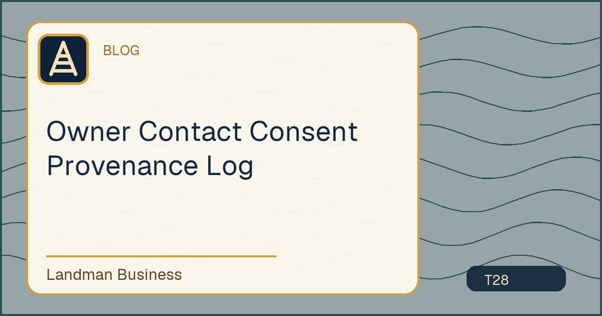 Editorial title card for Owner Contact Consent Provenance Log