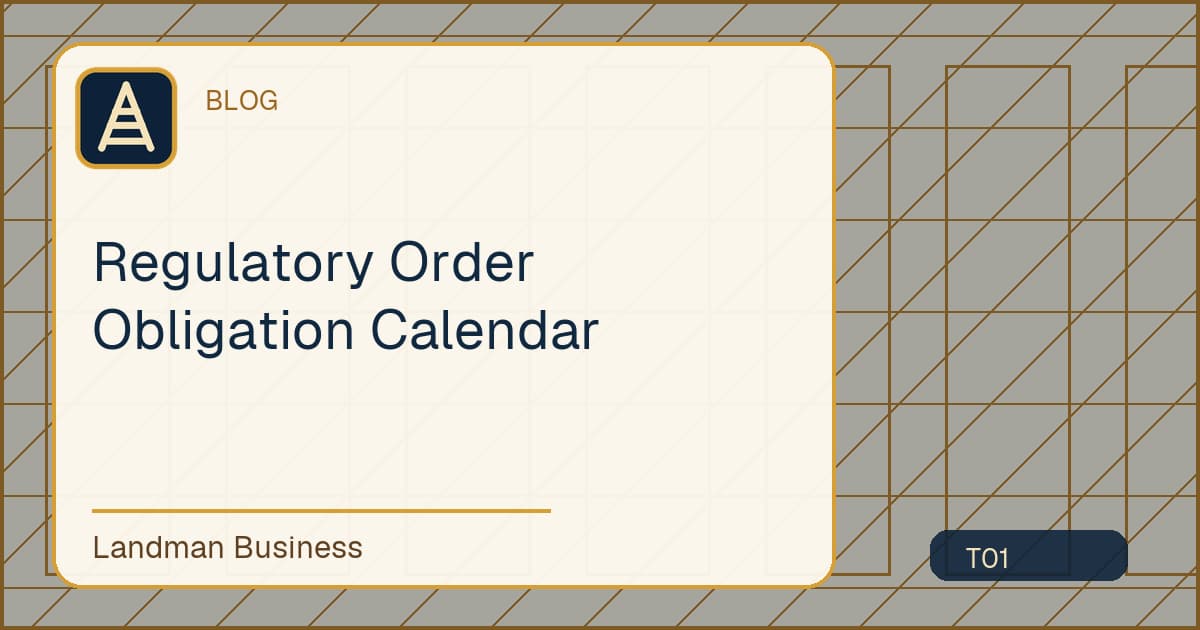 Editorial title card for Regulatory Order Obligation Calendar