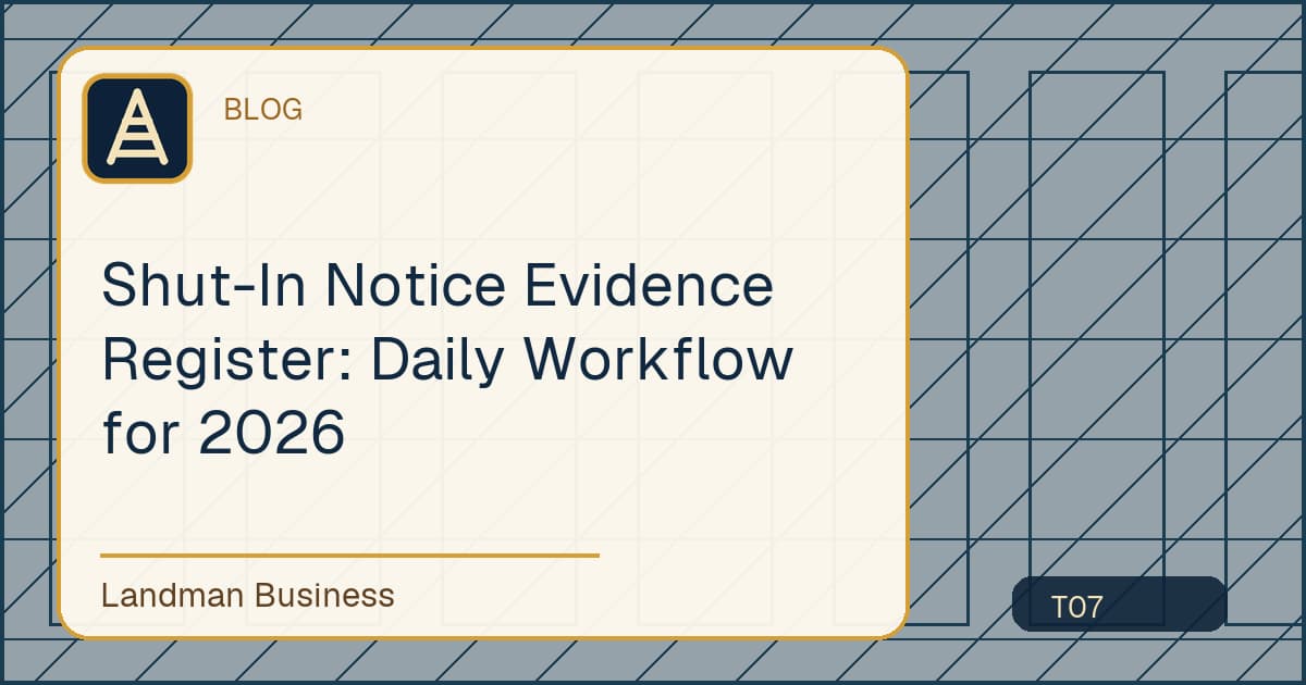 Shut-In Notice Evidence Register workflow title card