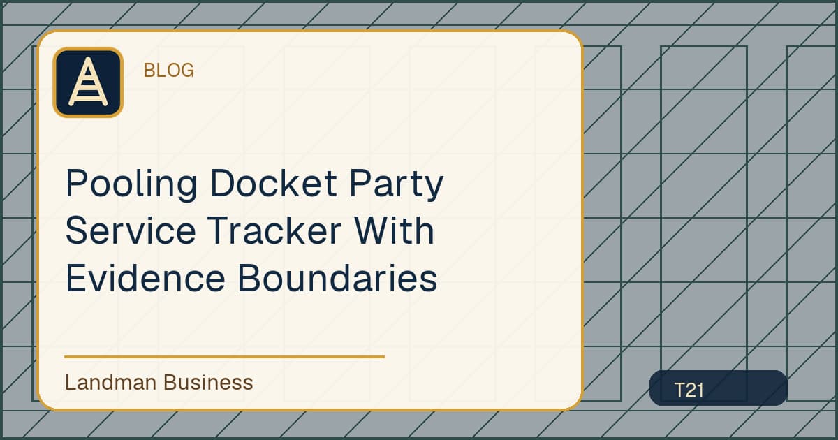 Editorial title card for Pooling Docket Party Service Tracker With Evidence Boundaries