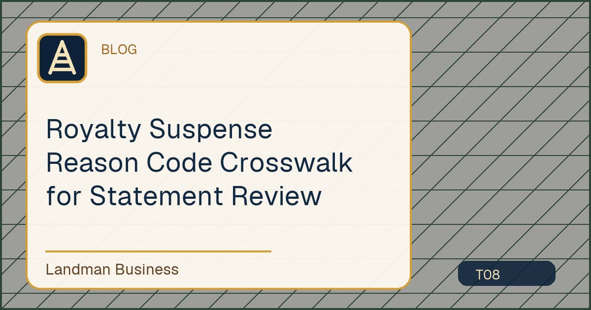 Editorial title card for Royalty Suspense Reason Code Crosswalk for Statement Review