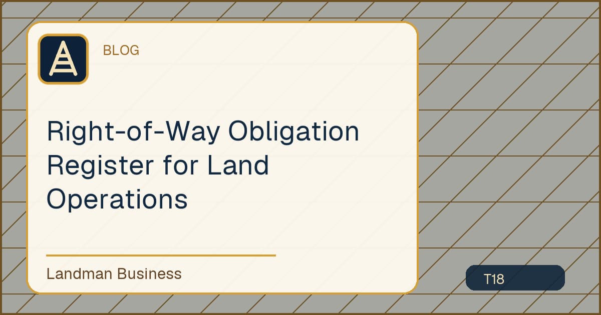 Editorial title card for Right-of-Way Obligation Register for Land Operations