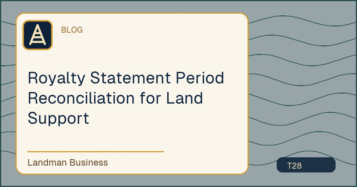 Editorial title card for Royalty Statement Period Reconciliation for Land Support