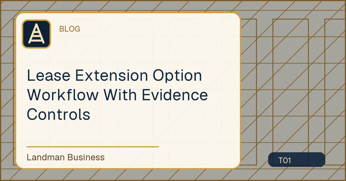 Editorial title card for Lease Extension Option Workflow With Evidence Controls