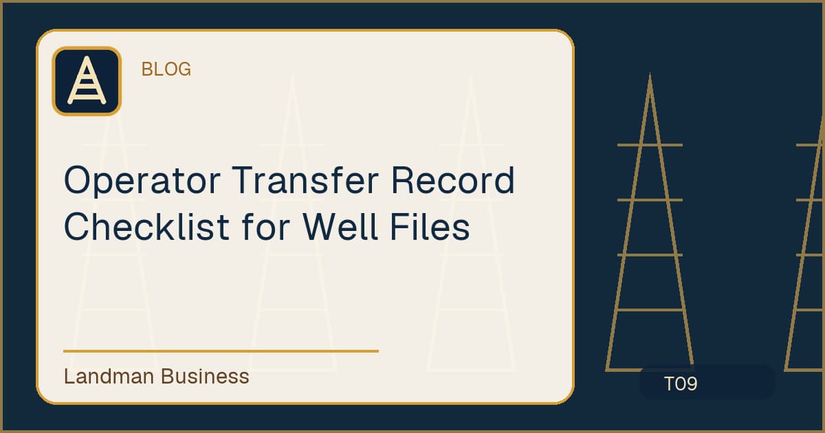 Editorial title card for Operator Transfer Record Checklist for Well Files
