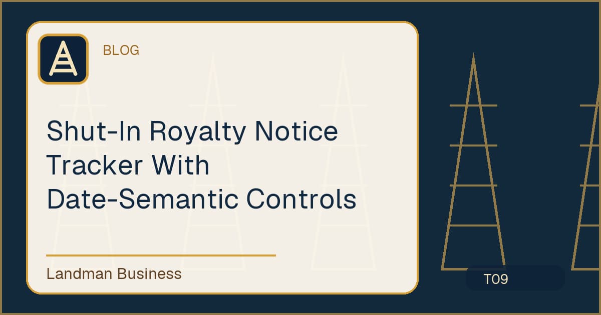 Editorial title card for Shut-In Royalty Notice Tracker With Date-Semantic Controls