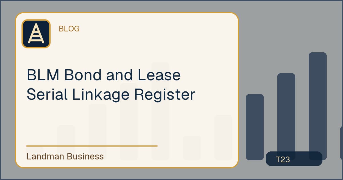 Editorial title card for BLM Bond and Lease Serial Linkage Register