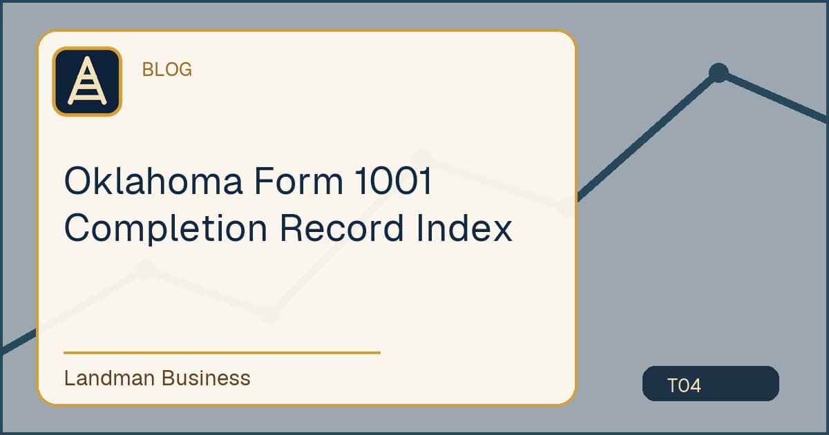 Editorial title card for Oklahoma Form 1001 Completion Record Index