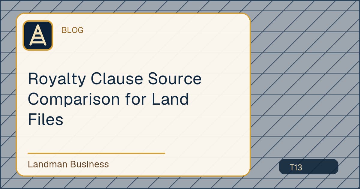 Editorial title card for Royalty Clause Source Comparison for Land Files