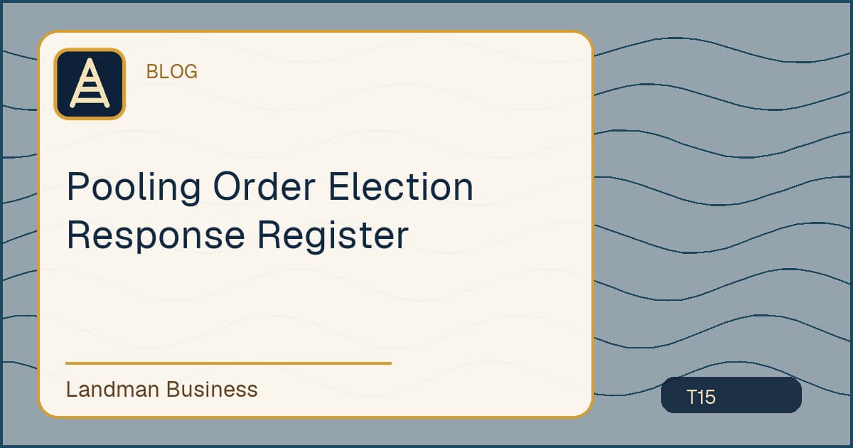 Editorial title card for Pooling Order Election Response Register