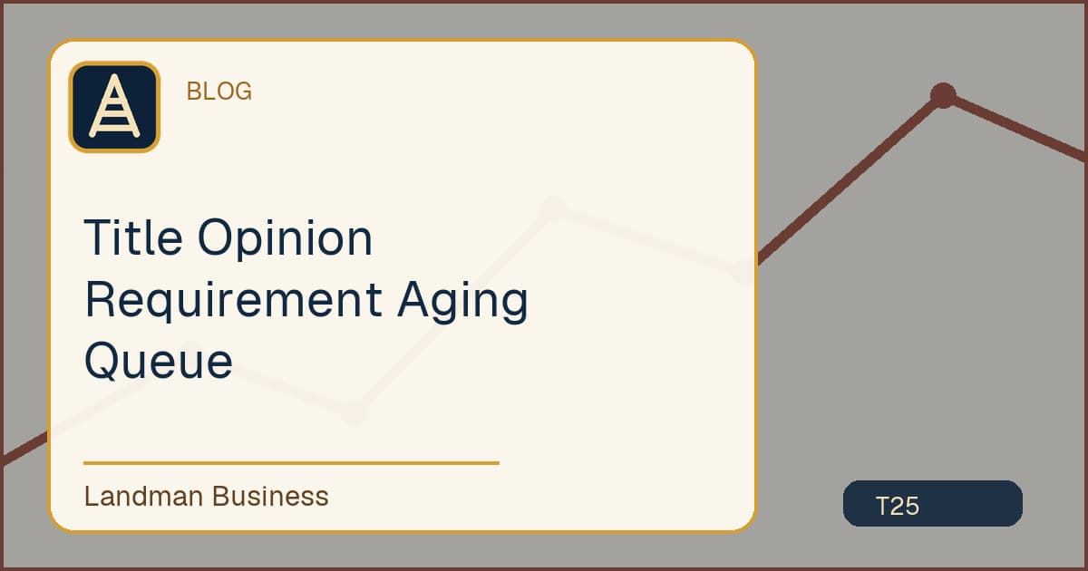 Editorial title card for Title Opinion Requirement Aging Queue