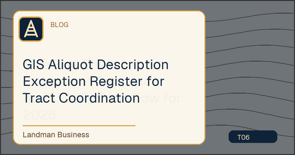 Editorial title card for GIS Aliquot Description Exception Register for Tract Coordination