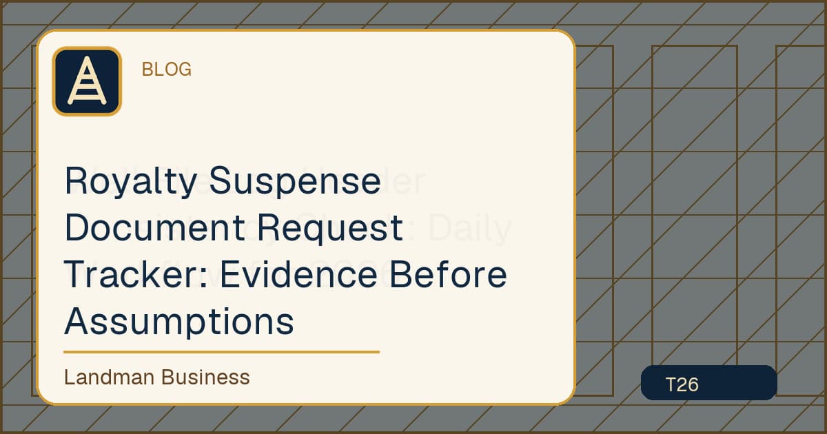 Editorial title card for Royalty Suspense Document Request Tracker: Evidence Before Assumptions
