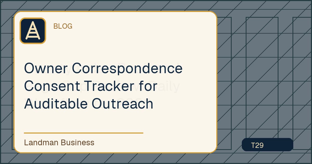 Editorial title card for Owner Correspondence Consent Tracker for Auditable Outreach