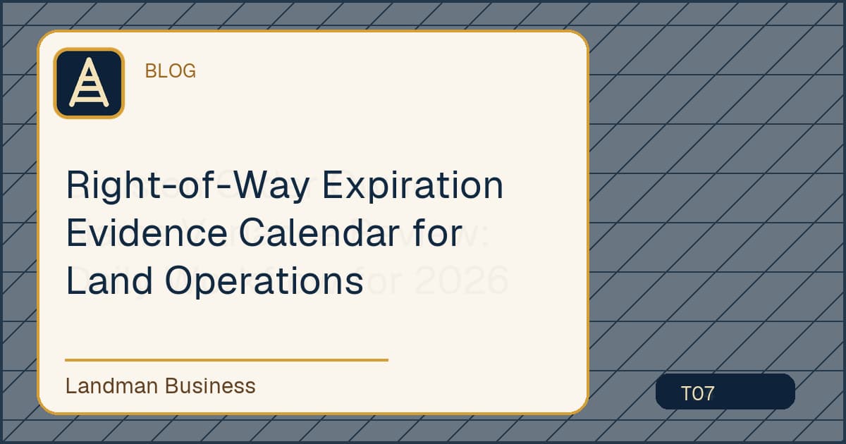 Editorial title card for Right-of-Way Expiration Evidence Calendar for Land Operations