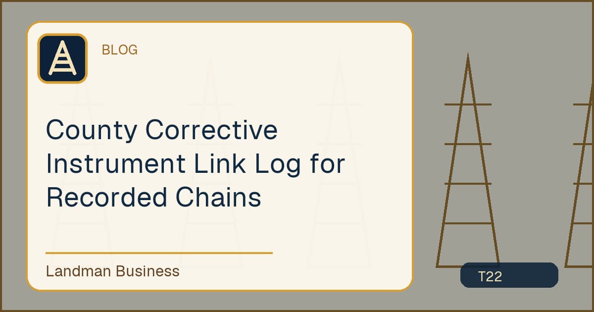 Editorial title card for County Corrective Instrument Link Log for Recorded Chains
