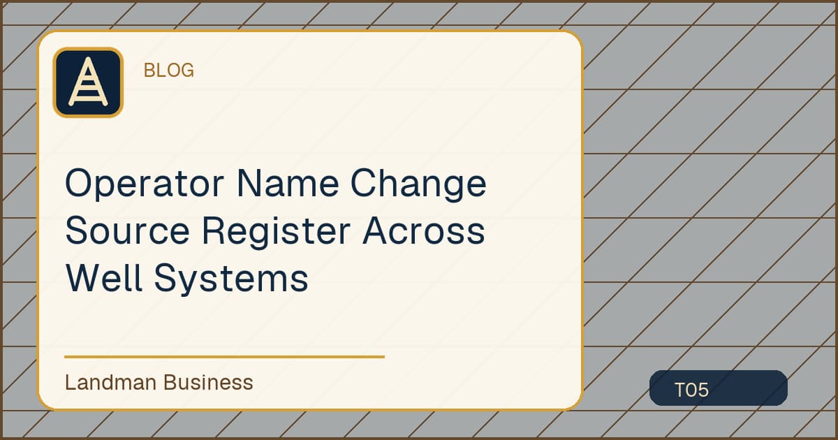 Editorial title card for Operator Name Change Source Register Across Well Systems