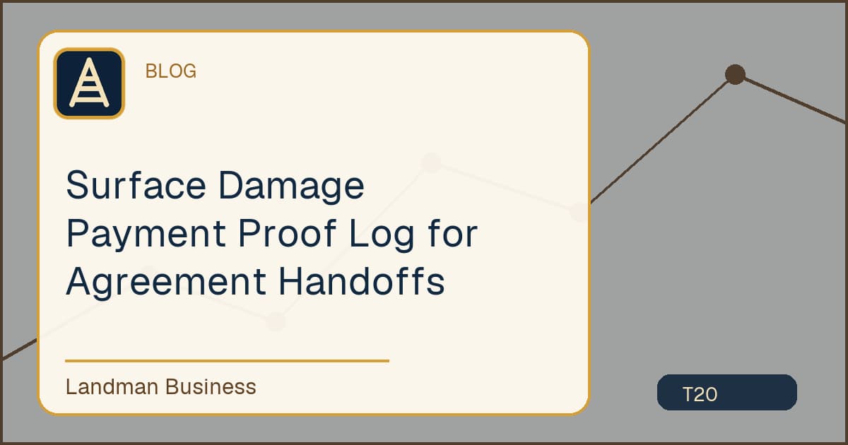 Editorial title card for Surface Damage Payment Proof Log for Agreement Handoffs