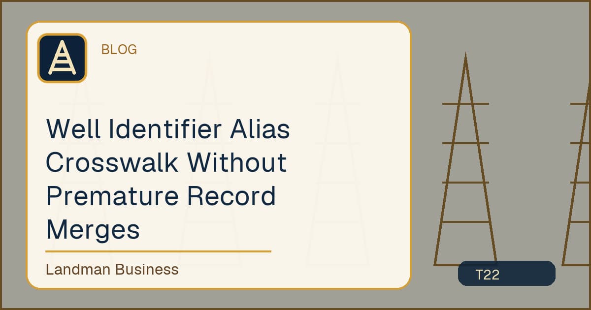 Editorial title card for Well Identifier Alias Crosswalk Without Premature Record Merges