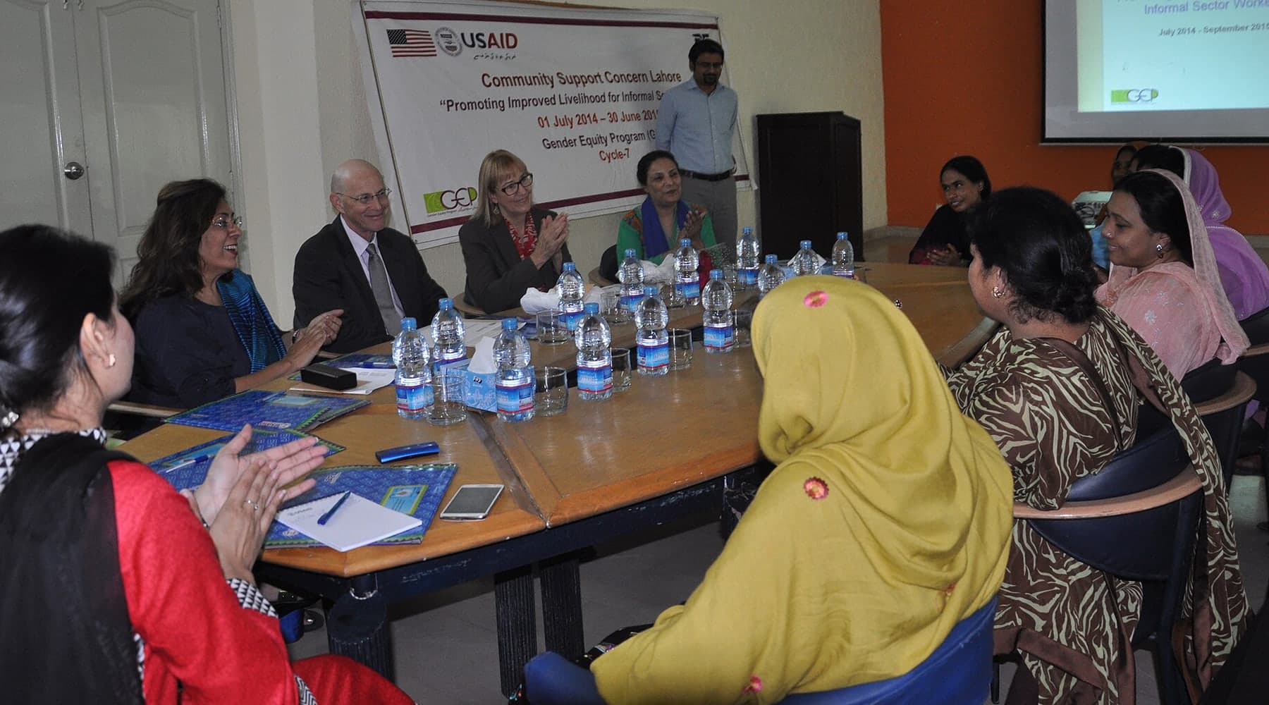 USAID Mission Director inaugurating an IT lab at a training center